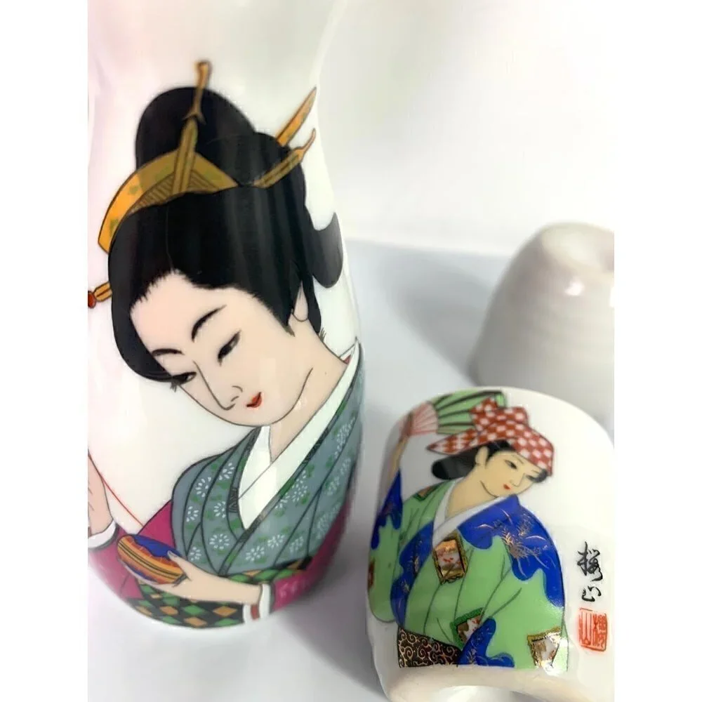 Vintage Ochoko Tokkuri HEISEI Japanese Sake 5pc Set